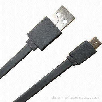 USB A to Micro USB B Flat Data Cable for Smartphone, MP3 Player